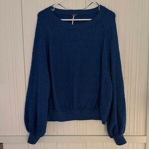 Free People Deep Blue Crew Neck Sweater
